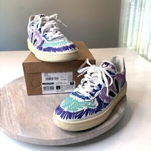 Veja V-10 Women's Leather X Marni Orchid Black Scribble Sneakers Shoes US Size 8